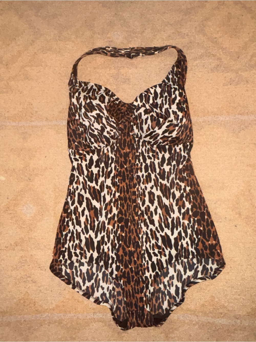 Cupshe Brown Leopard Print Halter One-Piece Swimsuit